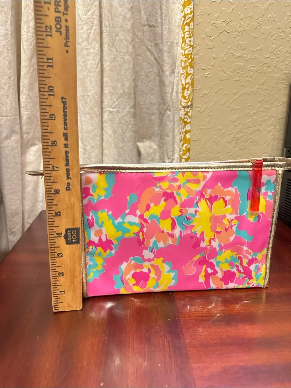 Lilly Pulitzer For Estee Lauder Floral Plastic Makeup Bag Pink Fabric Inside